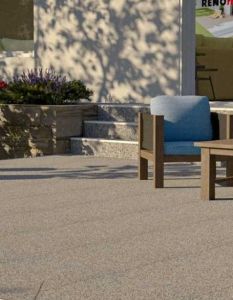 RENOfloor Steinteppich ist dünner flexibler Outdoorbelag mit nachhaltigem (Foto: RENOfloor GmbH)